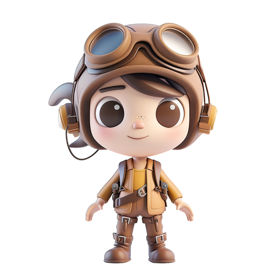 A cartoon character wearing goggles and a brown outfit png