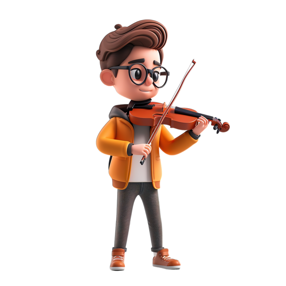 A cartoon boy playing the violin png