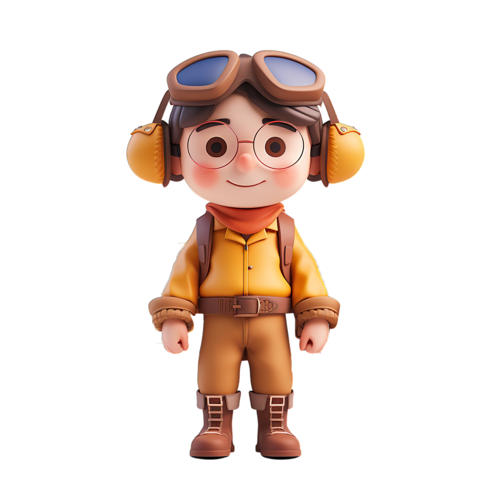A cartoon character wearing goggles and a brown jacket png