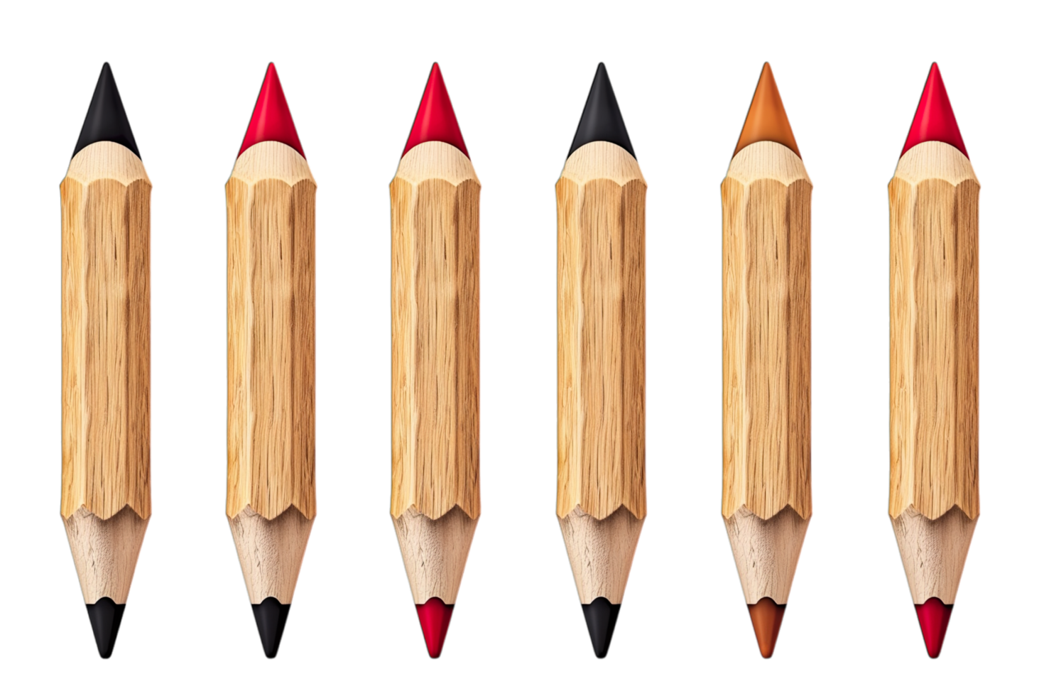 Five pencils with different colored tips png