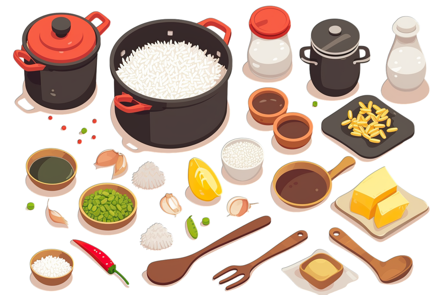 A set of different types of food and ingredients png