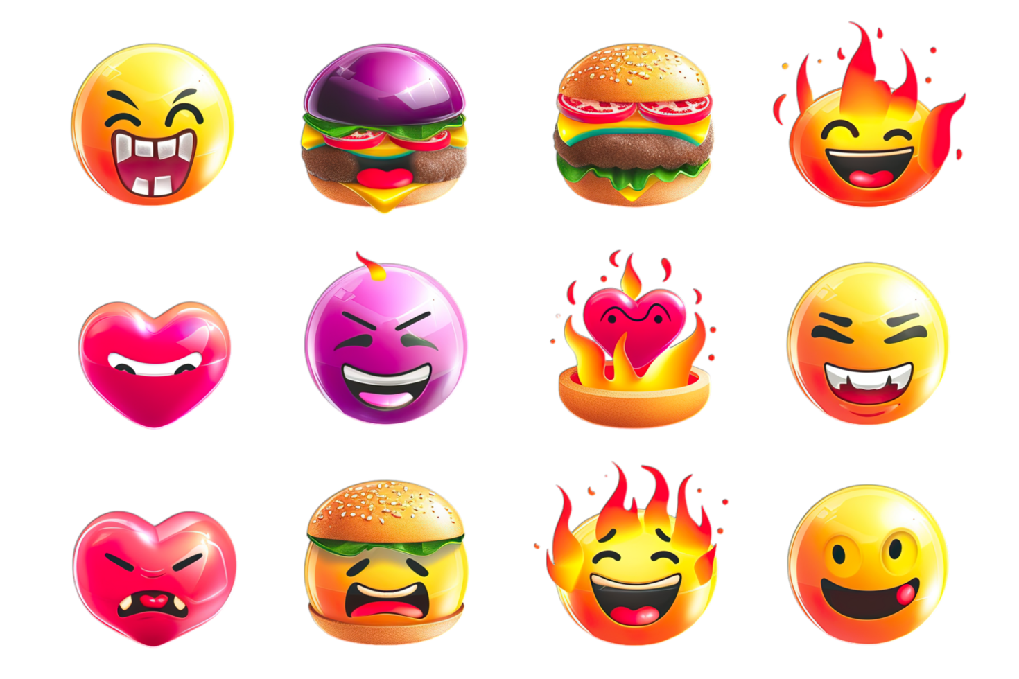 A set of emoticions with different faces and emotions png