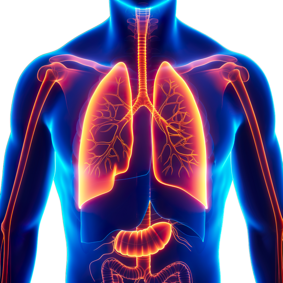 The human body is highlighted by the lungs png