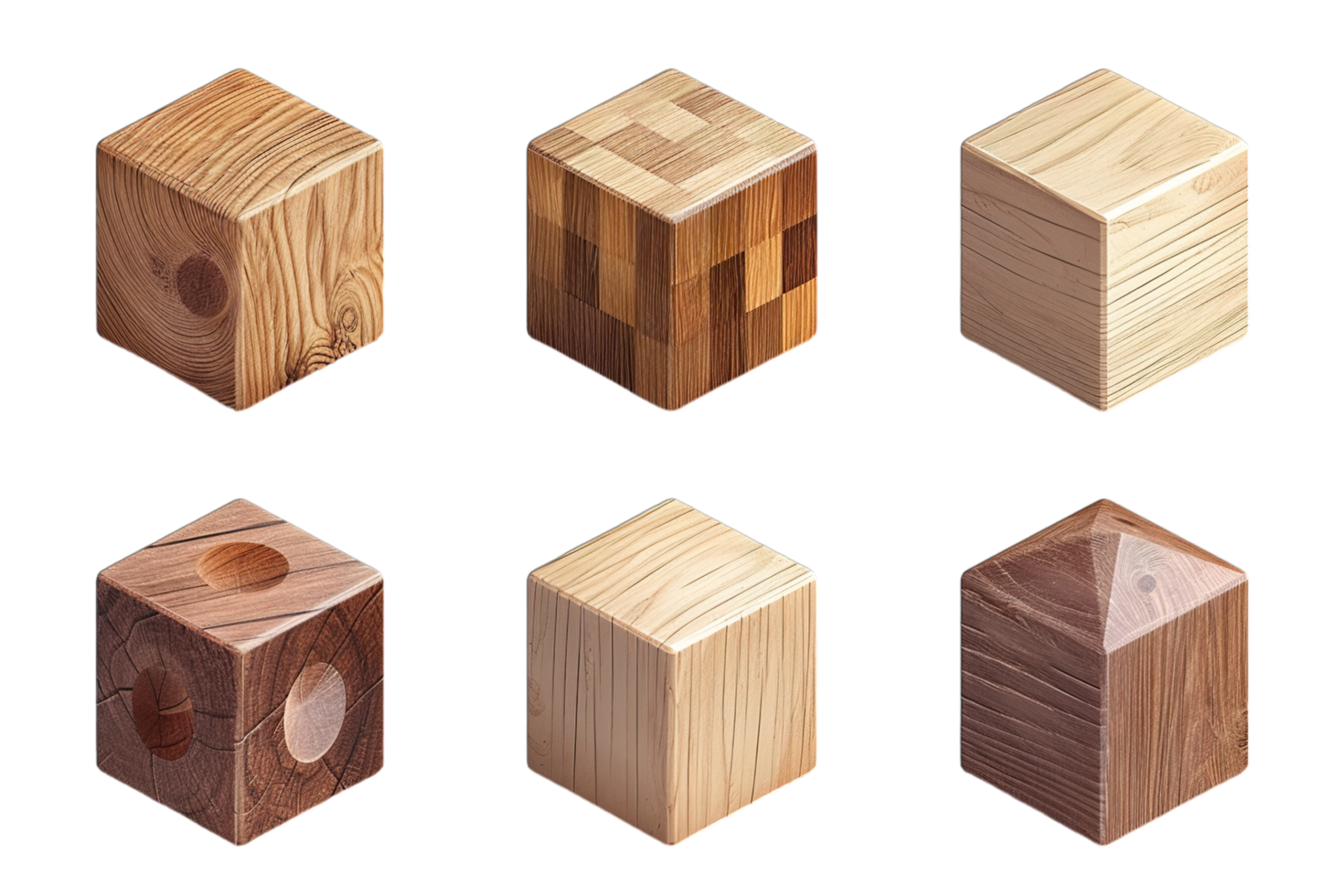 Wooden blocks icon set png