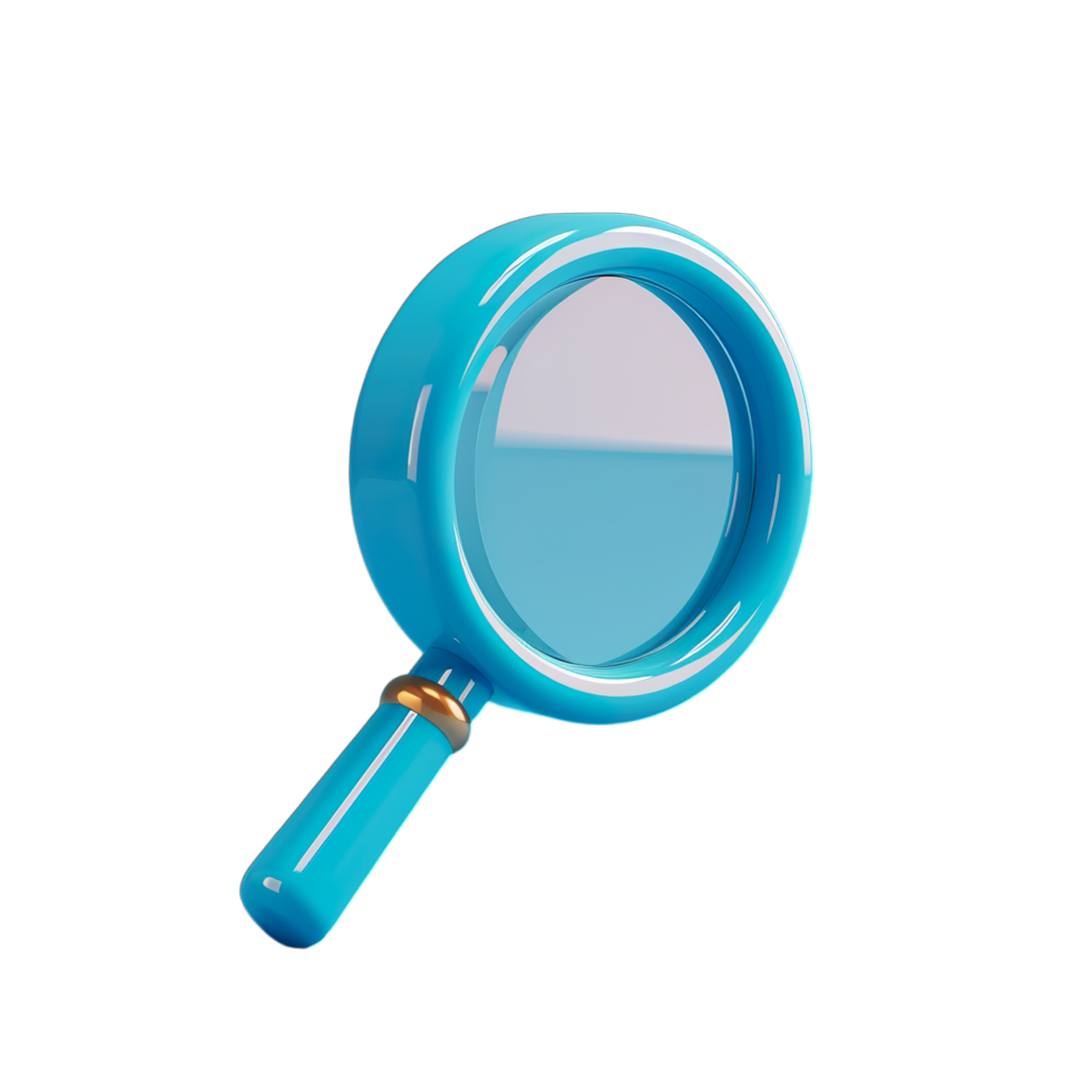 A blue magnifying glass on a black background png