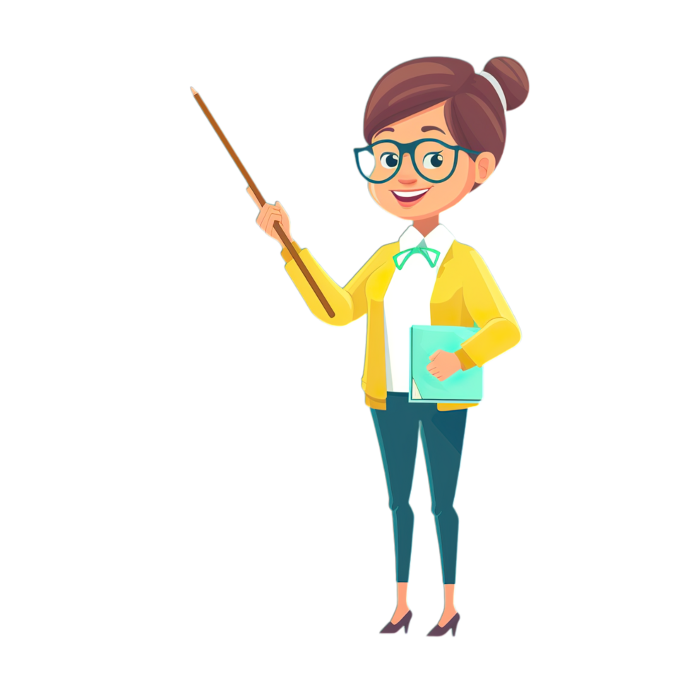 Teacher with pointer and pencil png