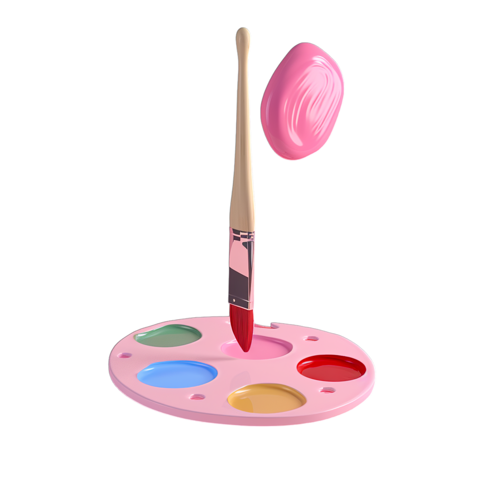 A paint brush and a paint palette on a black background png
