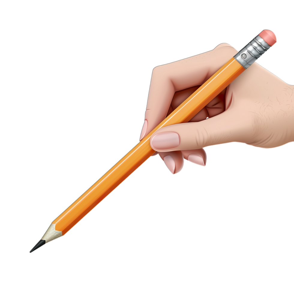 A hand holding a pencil on a black background png