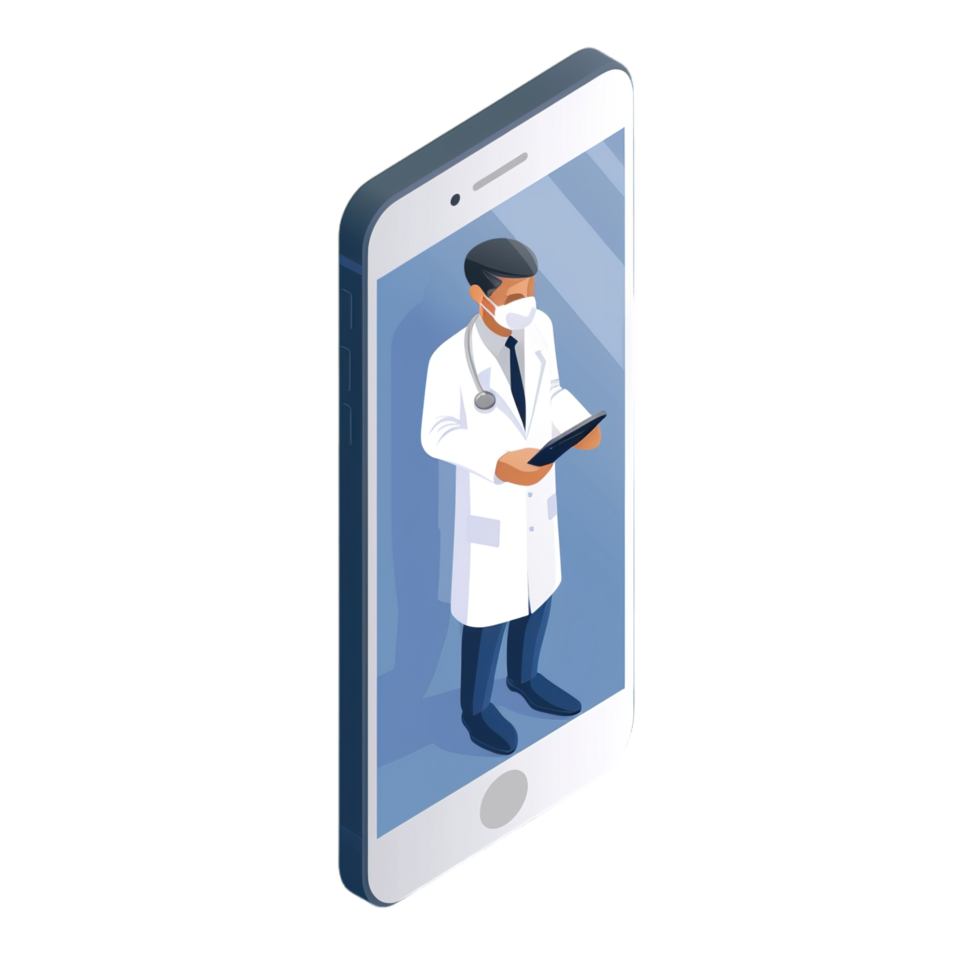 An illustration of a doctor on a smartphone png