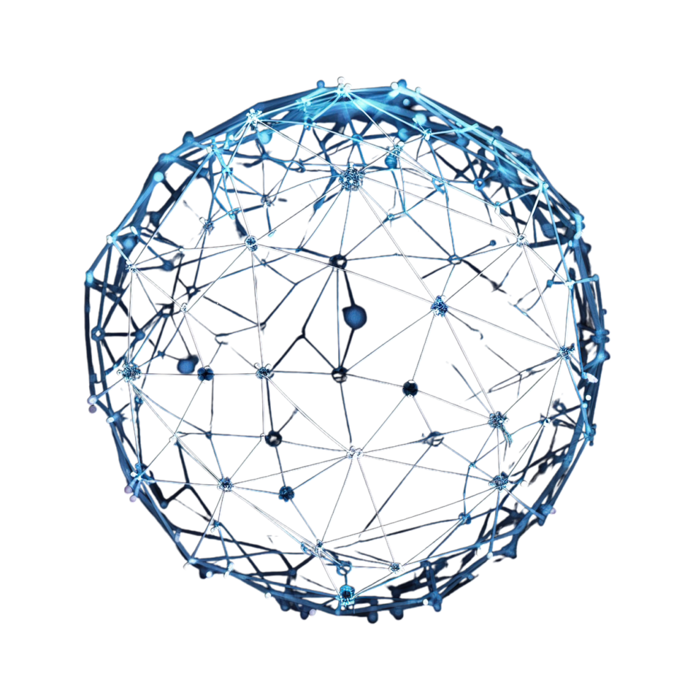 A sphere made of connected lines and dots png
