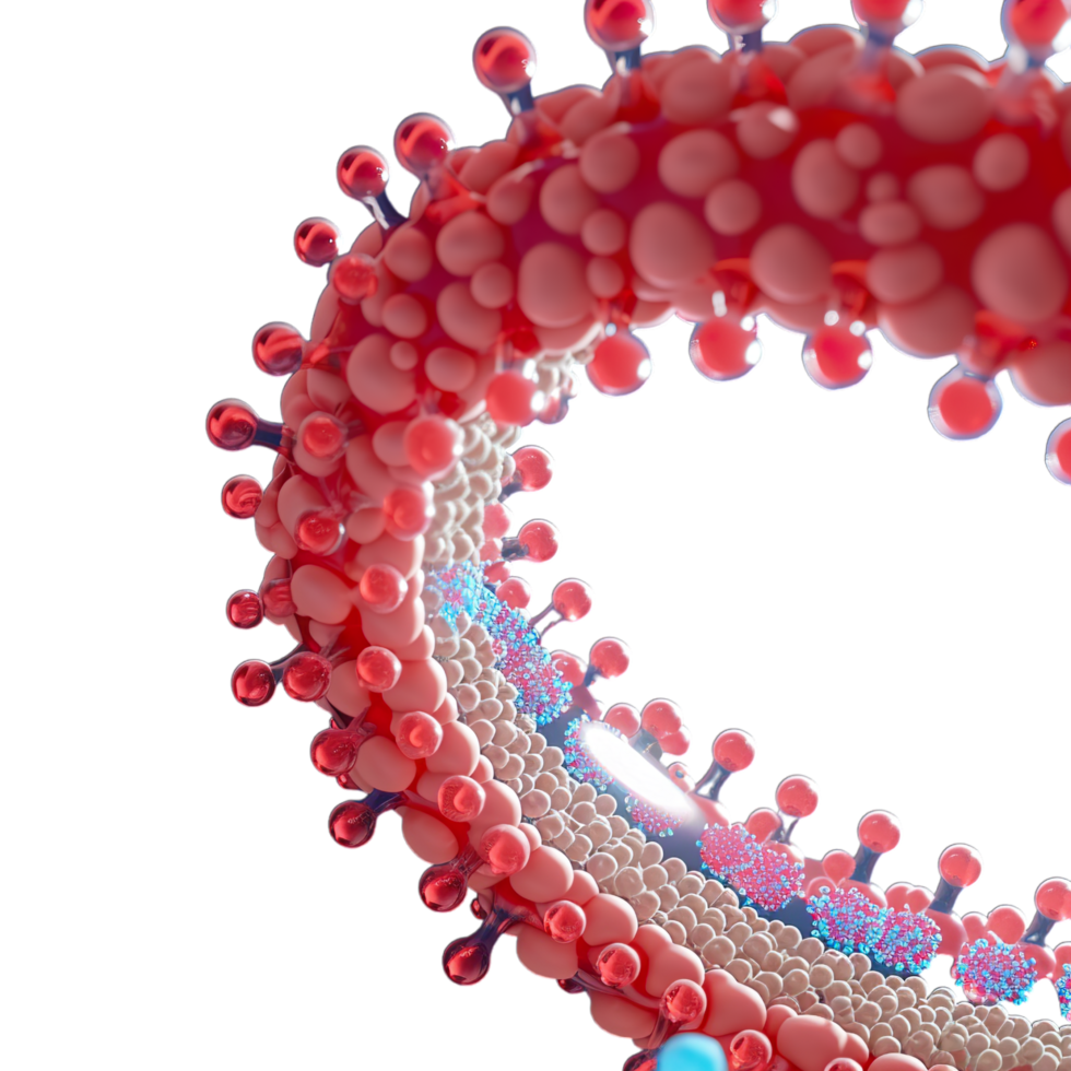 A close up of a virus with many bubbles png