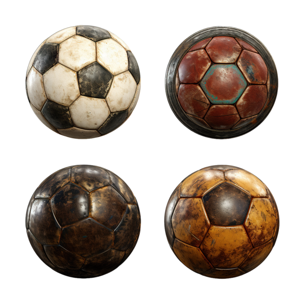 Four different soccer balls in different colors png