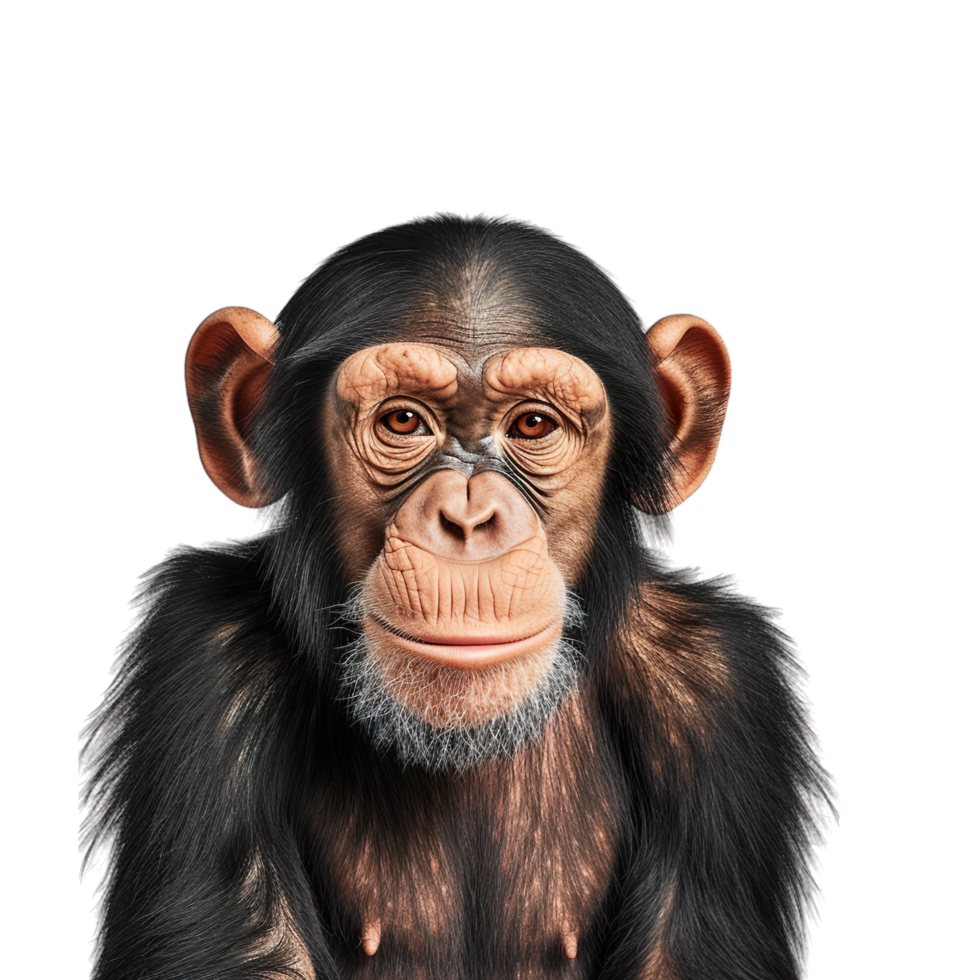 A chimpanzee is sitting in front of a black background png