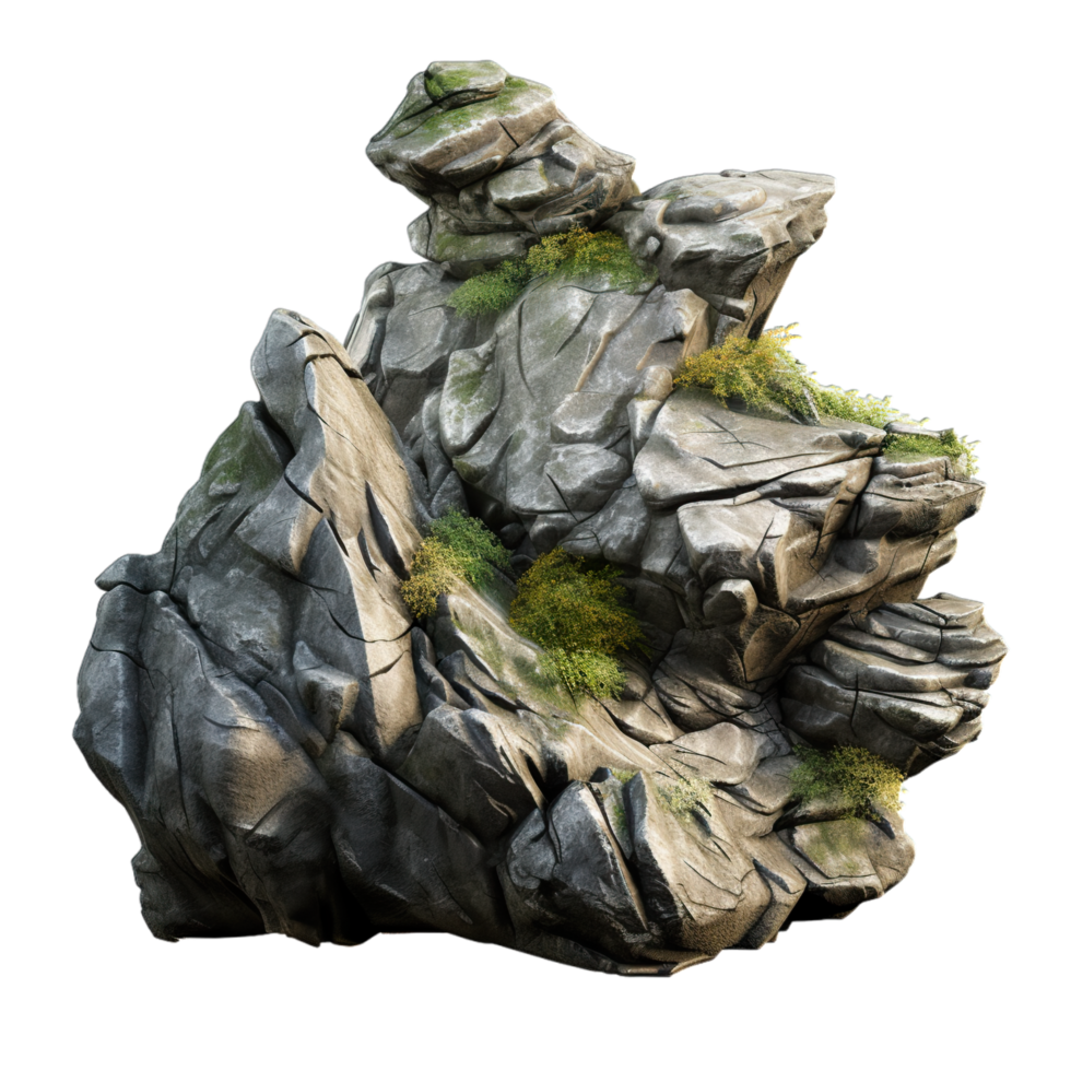 A rock with grass and plants on it png