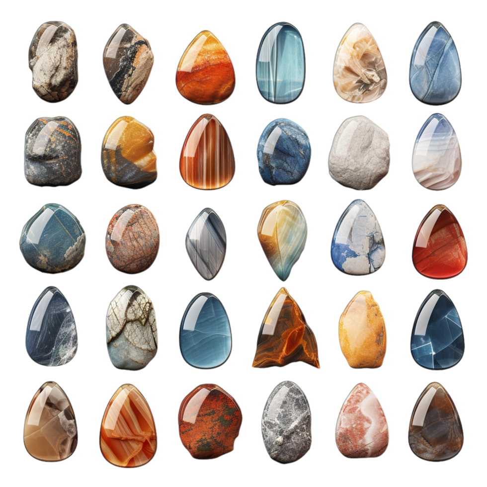 A collection of different colored stones png