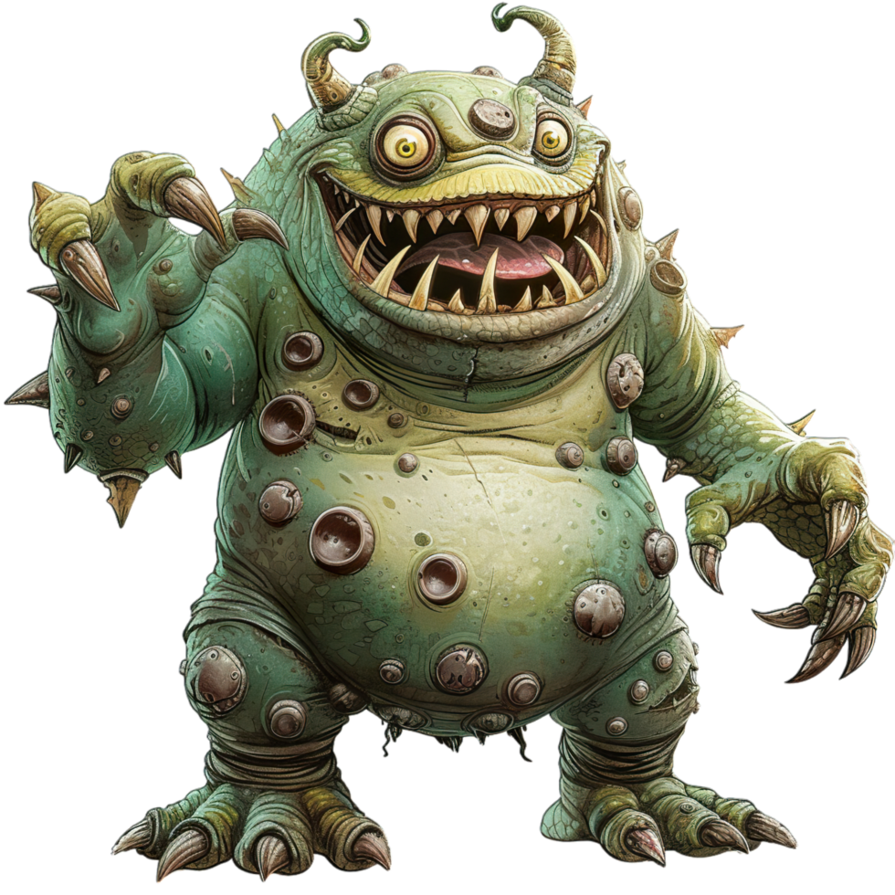 A cartoon monster with large teeth and claws png