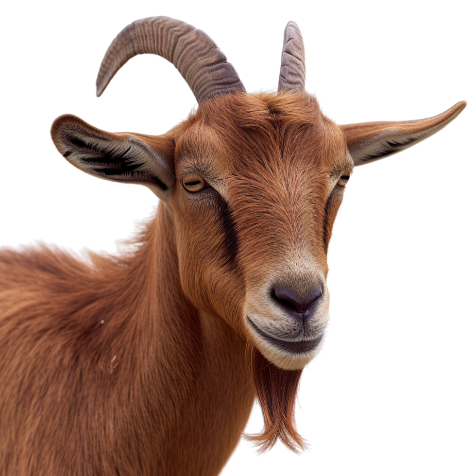 A goat with long horns and a black background png
