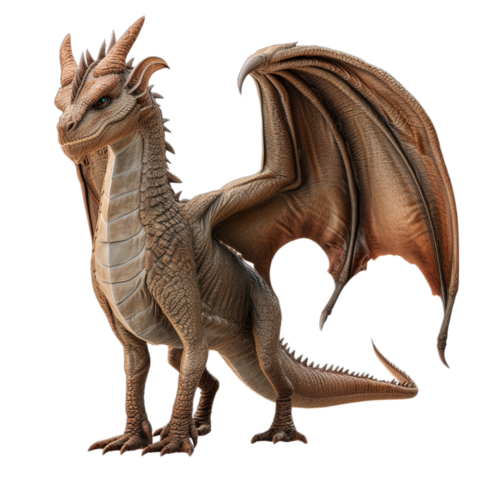 A brown dragon with wings spread out png