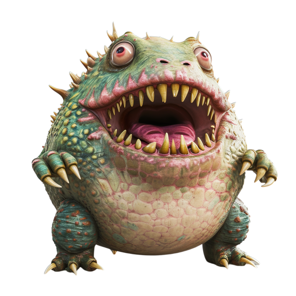 A monster with teeth and sharp teeth png