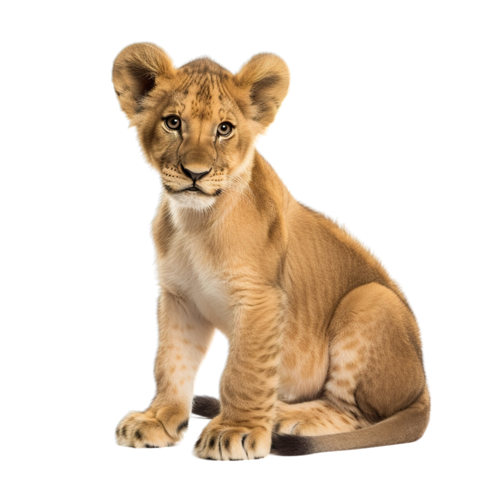 A lion cub sitting on a black background png