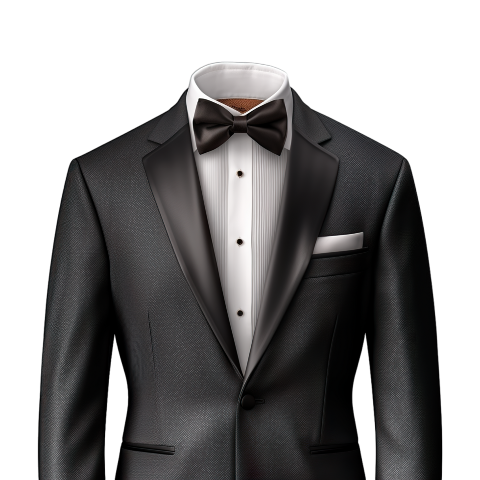 A black tuxedo with a bow tie png
