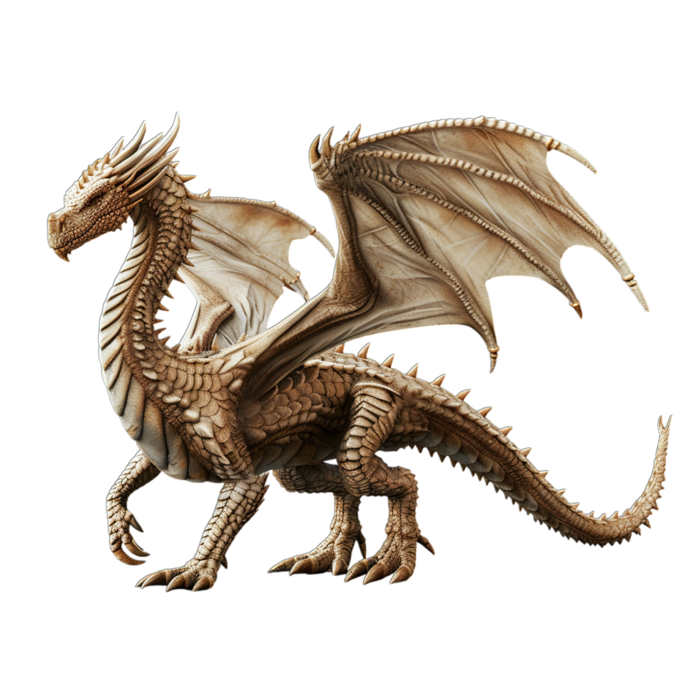 A golden dragon with wings spread out png