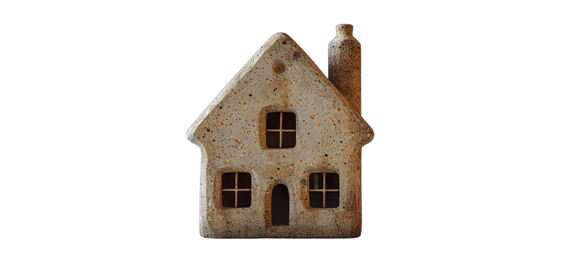 A small house made out of clay on a black background png