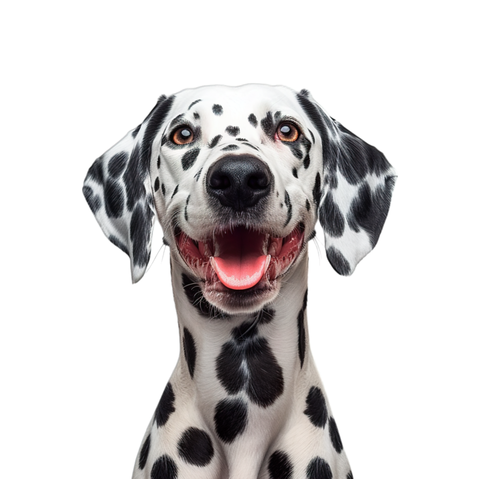 A dalmatian dog is smiling and looking up png