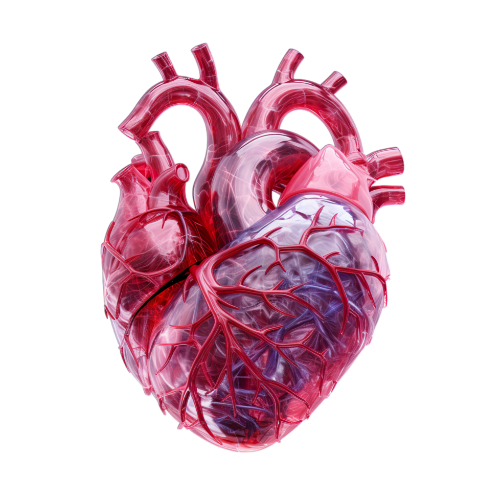 A human heart is shown on a black background png