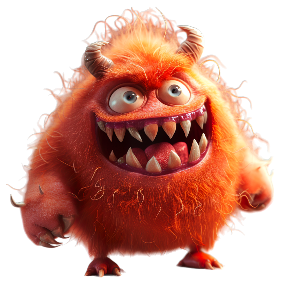 An orange monster with big teeth and fangs png