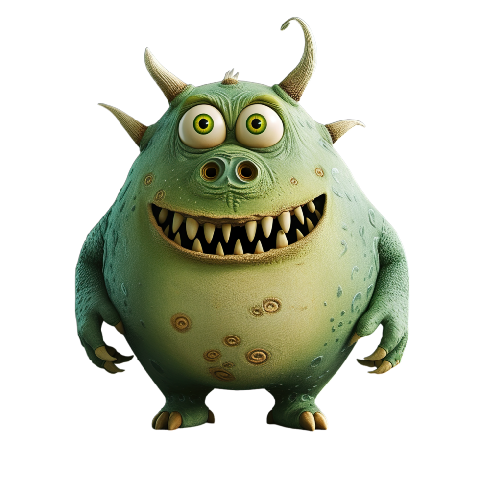 A cartoon green monster with big teeth png