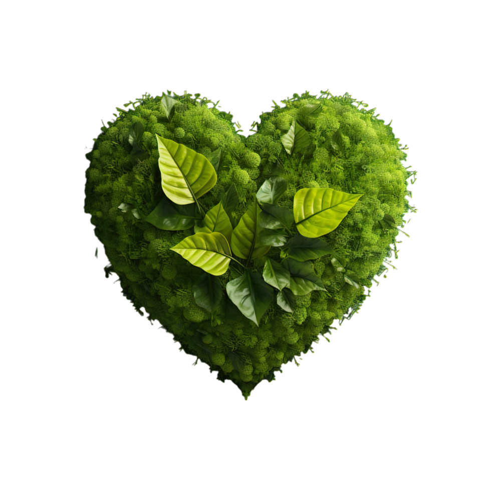 Heart shaped moss with green leaves png