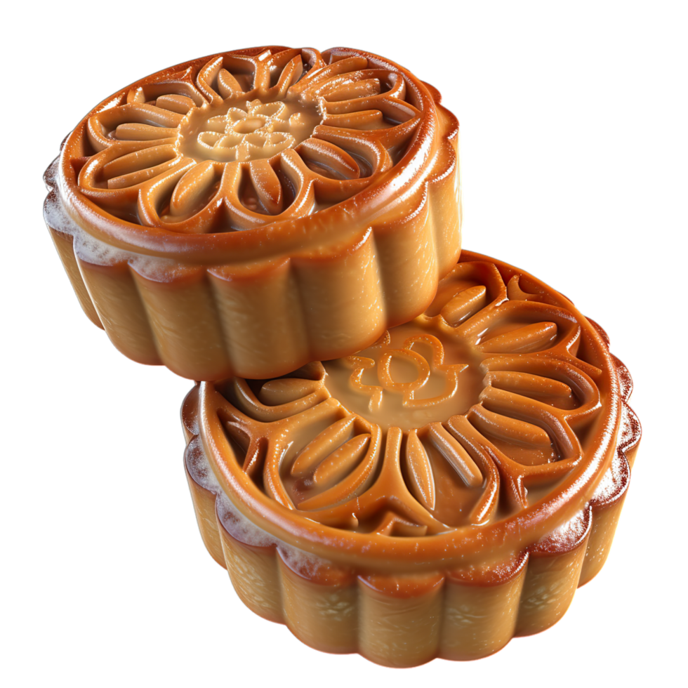Two moon cakes sitting on top of each other png