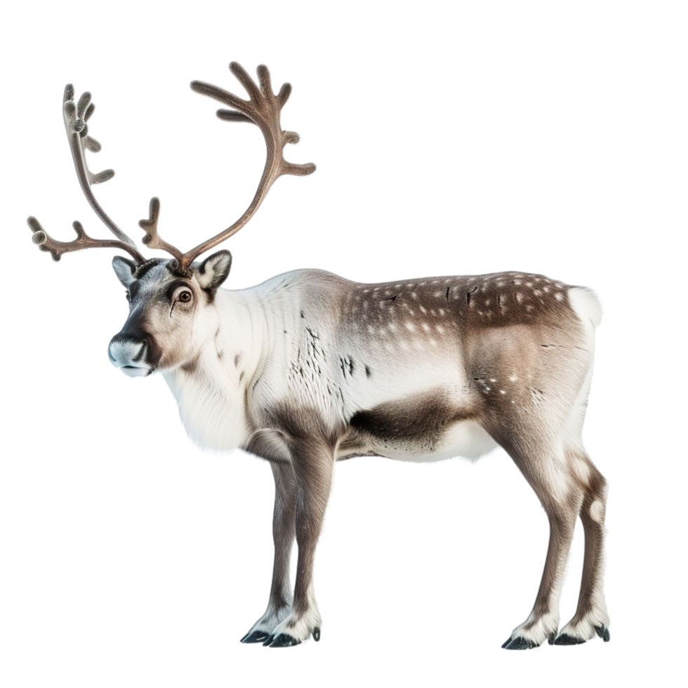 A reindeer is standing in front of a black background png