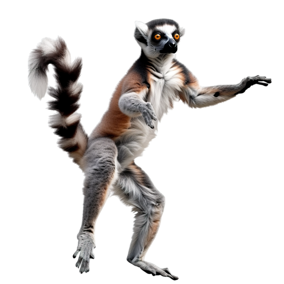 A lemur is standing on its hind legs png