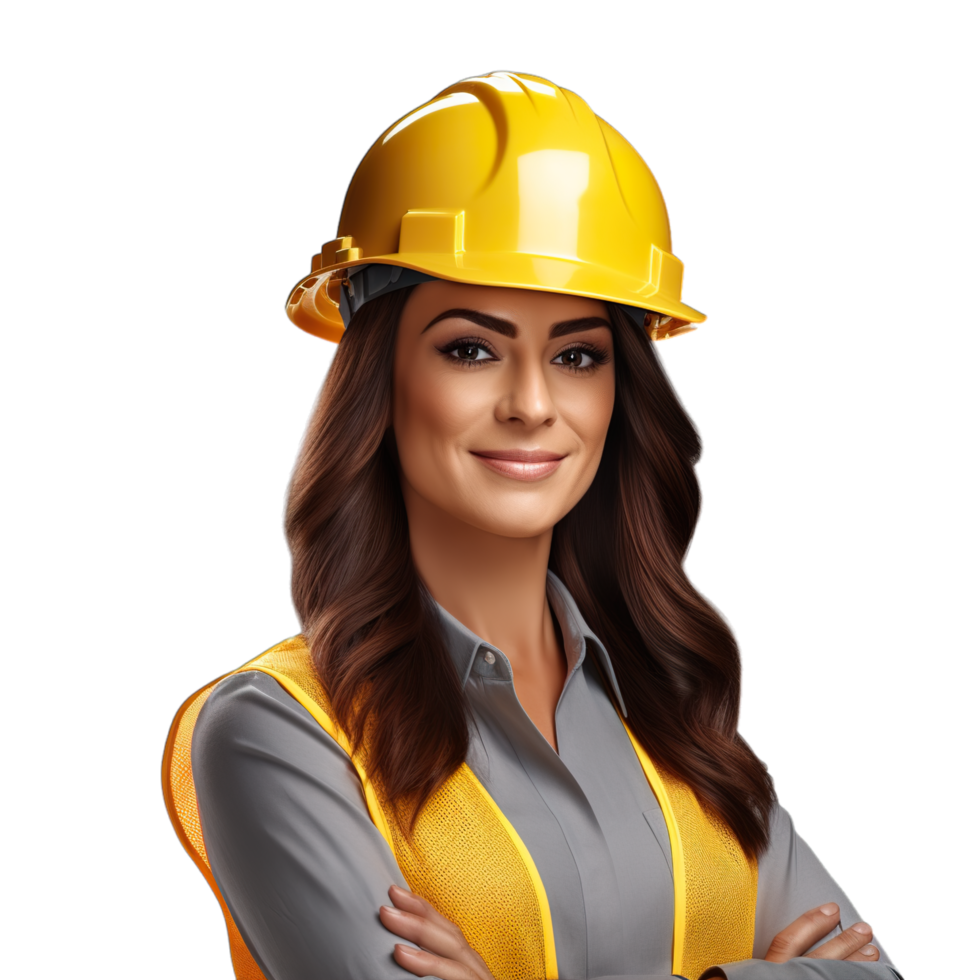 A woman in a hard hat and vest png
