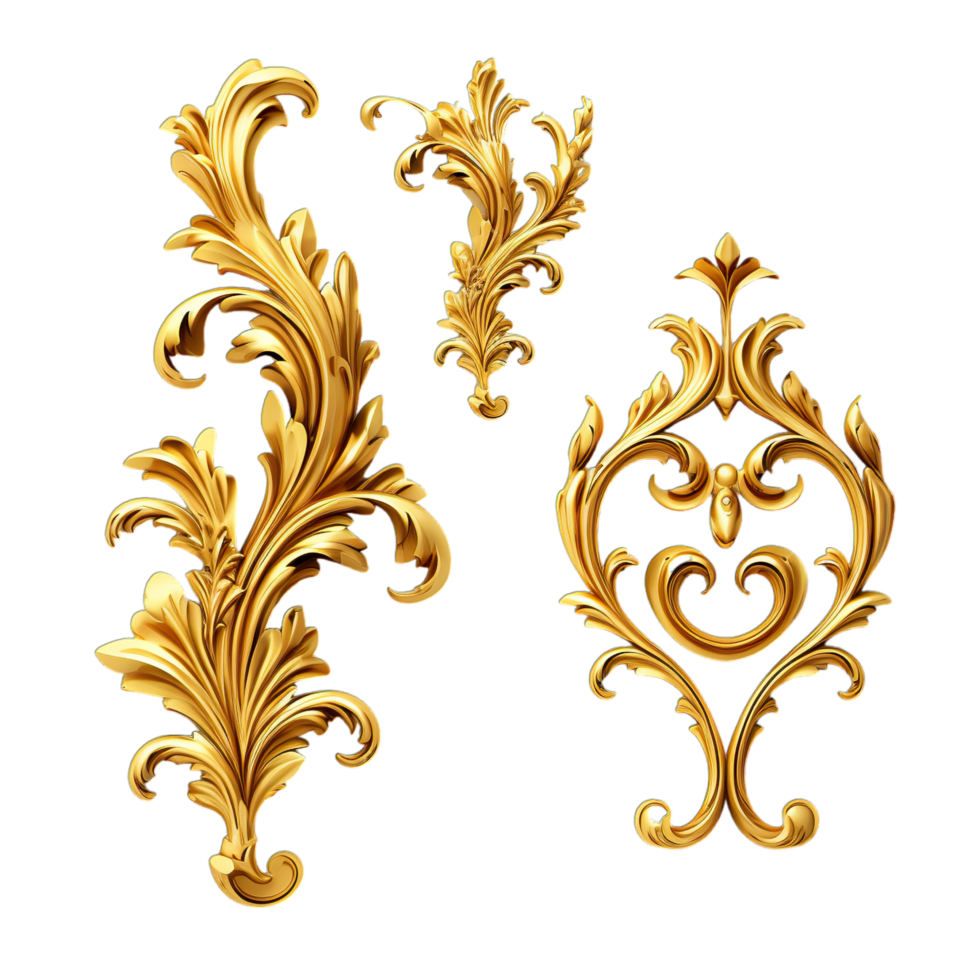 Golden ornate design elements on a black background png