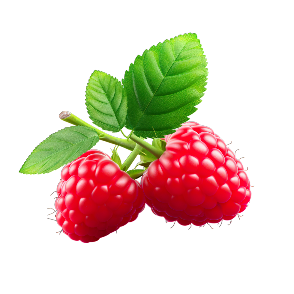 Two raspberries are on a black background png