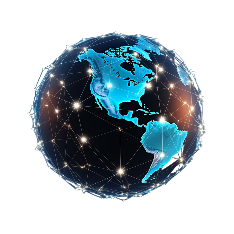 The world is connected with lines and dots png
