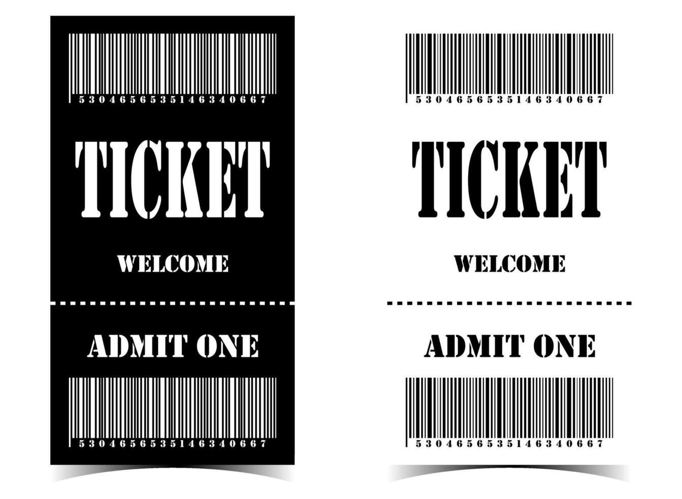 Two tickets with barcodes on them vector