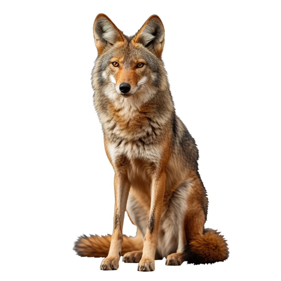 A coyote is sitting on a black background png