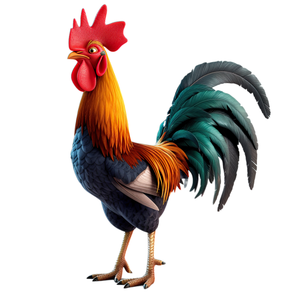 A rooster with a red and blue head png