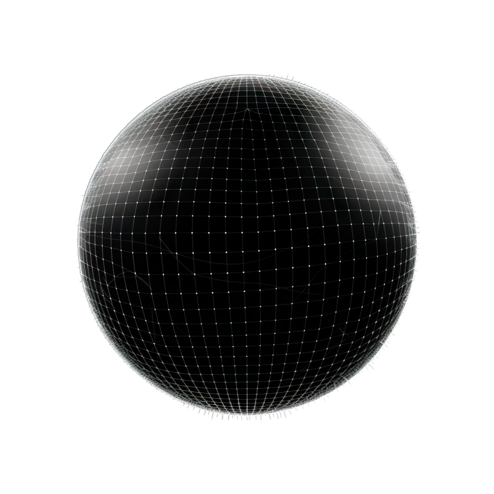 A black sphere with a grid on it png