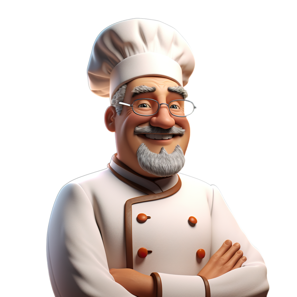 A cartoon chef with glasses and a beard png