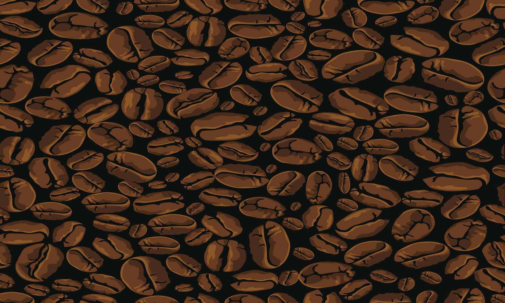 A seamless pattern of roasted coffee beans on a dark background vector