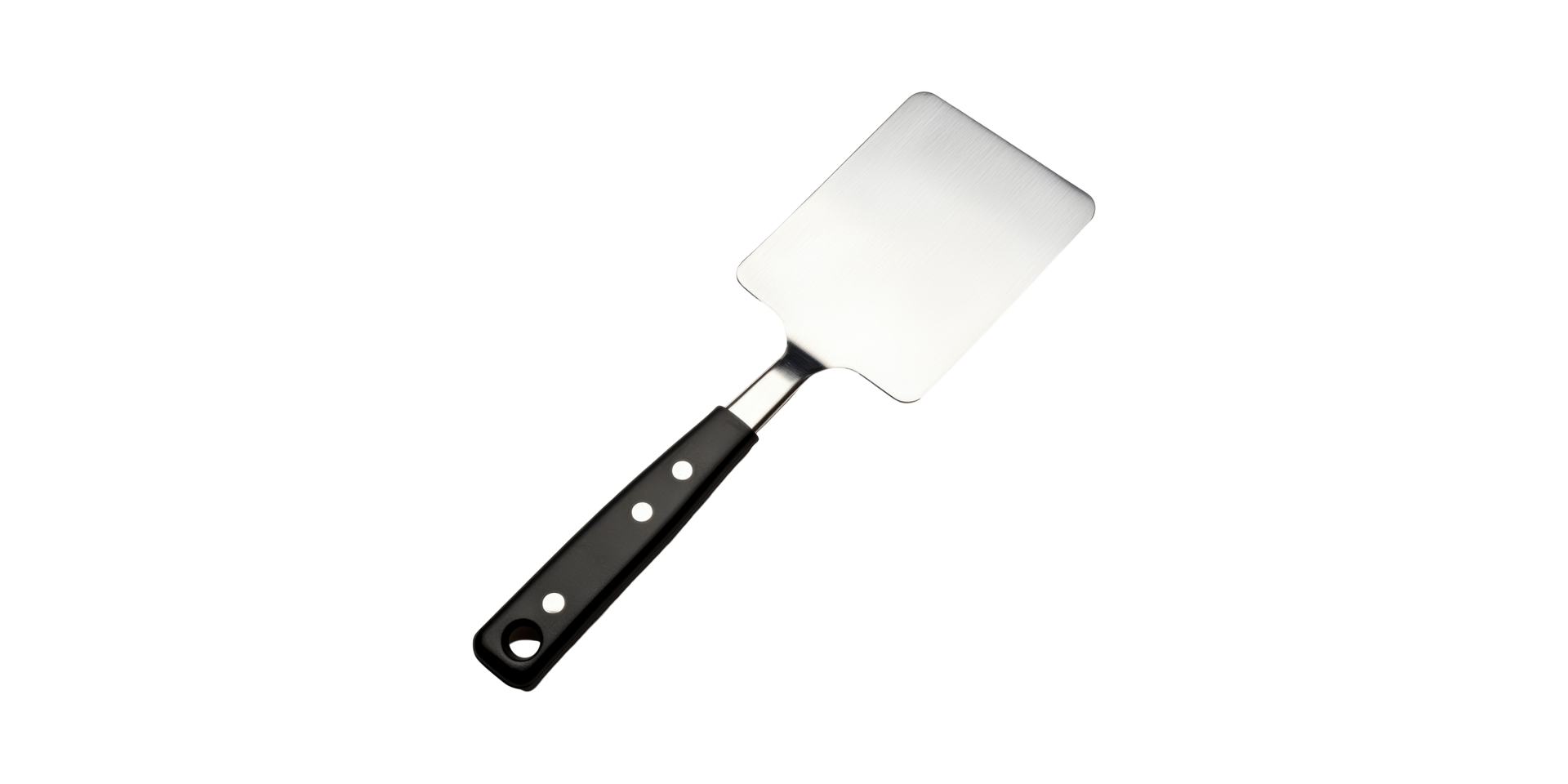 Metal Spatula With Black Handle. Essential Kitchen Utensil For Baking Isolated On Transparent Background png