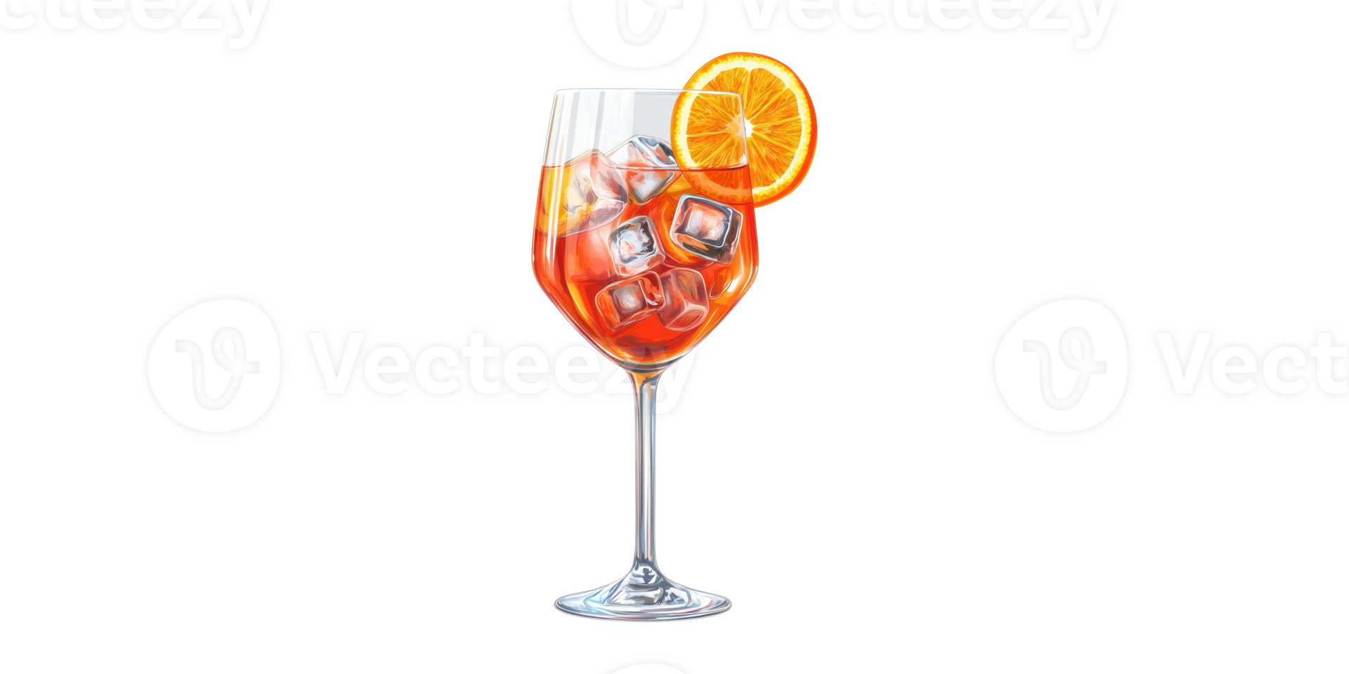 Orange Aperol Spritz Cocktail With Ice And Orange Slice. Refreshing Summer Beverage Isolated On Transparent Background png