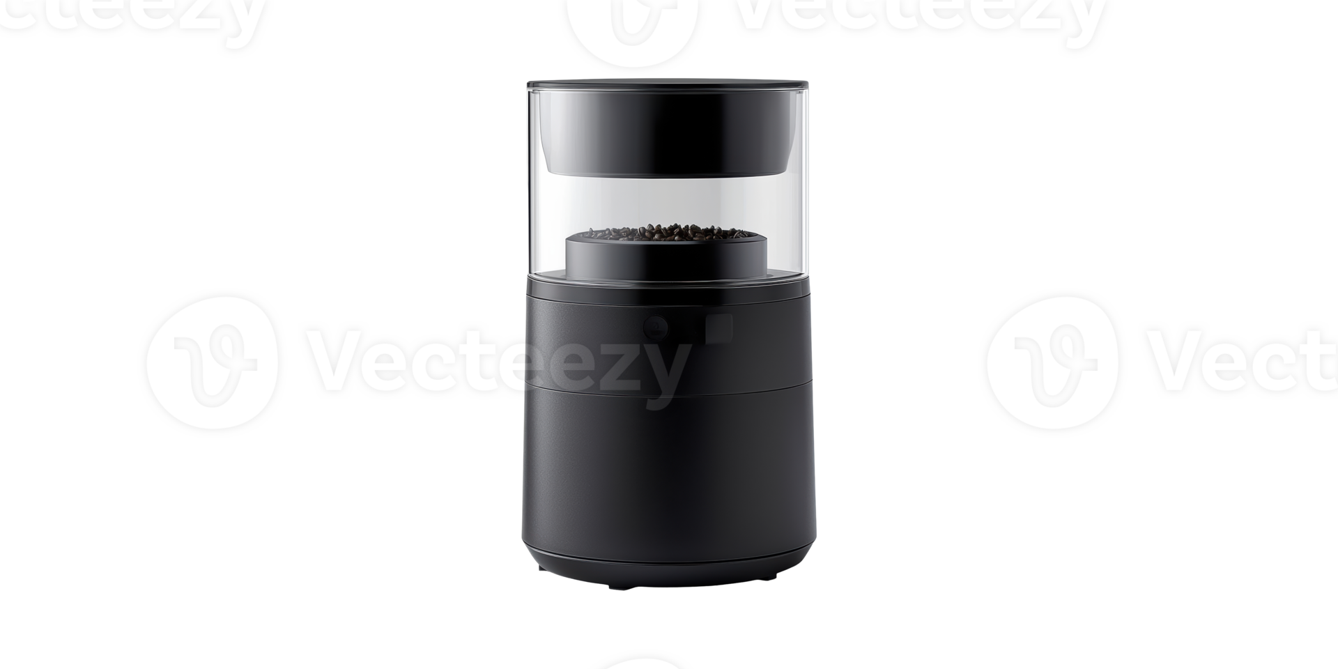 Modern Black Coffee Grinder With Chamber. Sleek Design For Efficient Coffee Bean Grinding Isolated On Transparent Background png