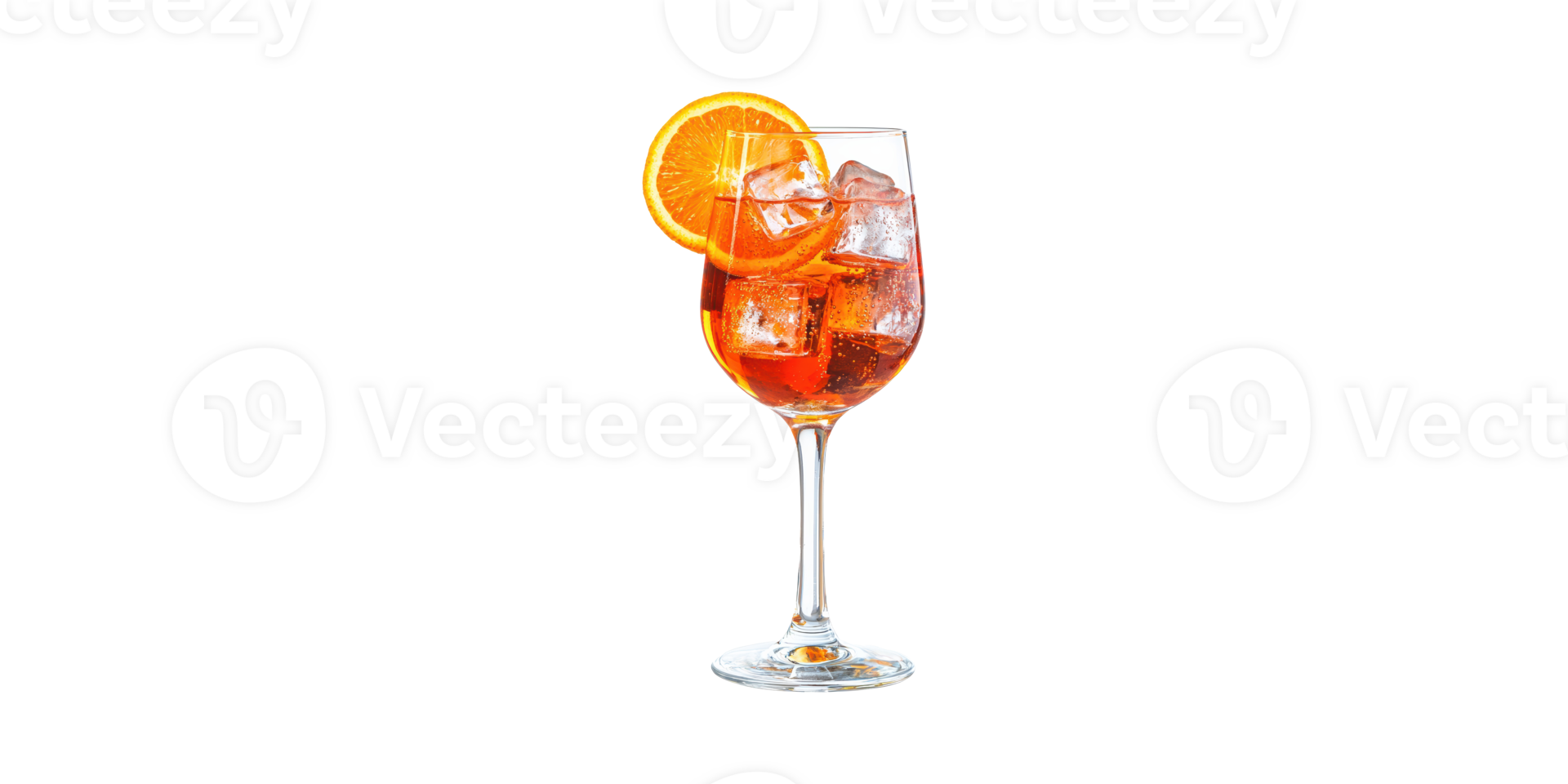 Aperol Spritz Cocktail With Orange Slice And Ice Cubes. Refreshing Summer Beverage Isolated On Transparent Background png