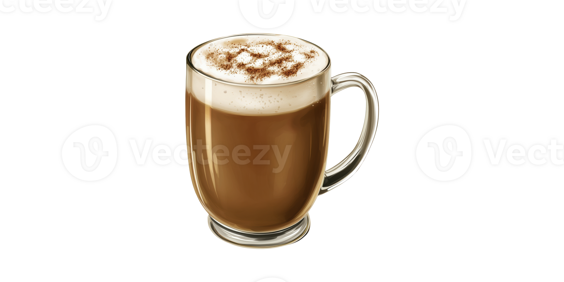 Glass Mug Of Cappuccino With Foam And Cocoa Powder. Warm Beverage For Relaxation And Enjoyment Isolated On Transparent Background png
